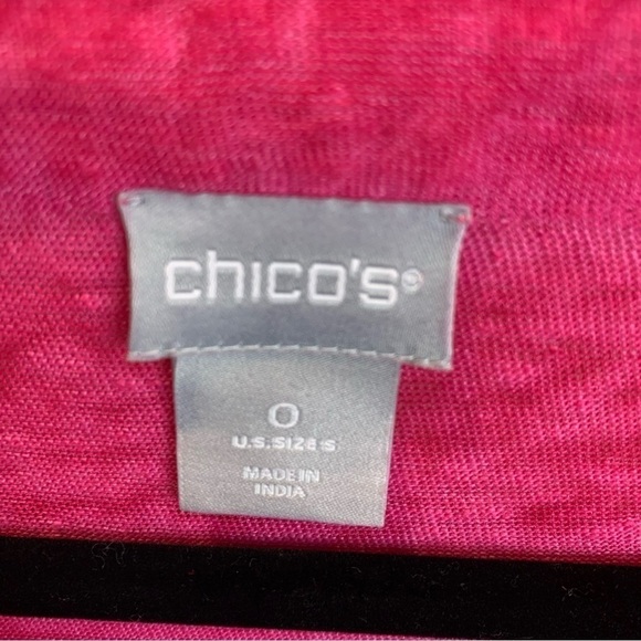 Chico's Hot Pink 100% Linen Long Sleeve Tunic Top Barbiecore sz S (Chico 0) - Picture 3 of 6